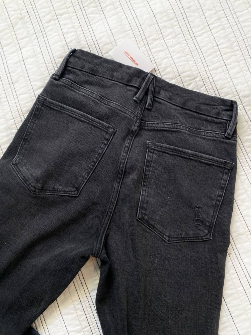Good American Good Classic High Rise Slim Straight Leg Jeans Black size 4 or 27 - Picture 8 of 9